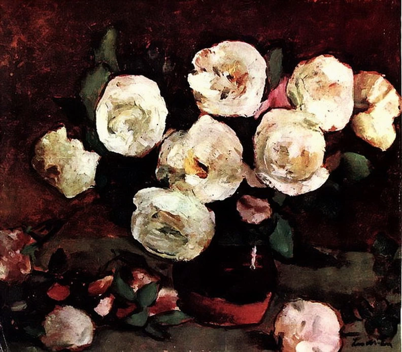 Natura morta con rose bianche